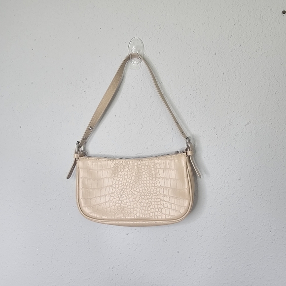 Divided‎ Small Shoulder Purse Adjustable Strap Chain Cream Lizard - Picture 2 of 7